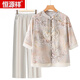 
Hengyuanxiang (HYX) mother embroidered shirt new summer clothing middle-aged and elderly tops for women for summer suit fashionable and noble national style shirt X683 blue + black pants XL (recommended 85-100Jin [Jin equals 0.5 kg])