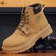 Yunshun rhubarb boots men's shoes high-top Martin boots men's Korean version versatile handsome trendy thick-soled work shoes short boots trendy shoes yellow 43