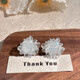 Colorful ice transparent flower earrings for women, sweet, fresh and high-end earrings, high-looking and versatile earrings, blue ice transparent flower, 1 pair