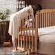 ULOP beech crib spliced bed solid wood with guardrails, liftable bedside and wide bed, adult can sleep children's baby bed, 200*60 single bed + extension board + 4D mattress + 5-piece set. The event will give you a washable 4D air fiber mattress 8CM