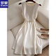 Romon französisches Temperament High-End White ärmellose Kleid, Sommer einfache, großzügige, anständige, hochwertige und exquisite formale Anlässe J2112-weißes Kleid M empfohlen 80-95jin [Jin ist 0,5 kg]