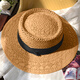 
Jin[Jin equals 0.5 kg] Muda Head Wing Straw Hat Women 2025 New French Flat Top Sun Protection Hat Seaside Holiday Knit Hollow Top Hat Large Size Hollow Concave Top Straw Hat [G39 Khaki Black Belt]