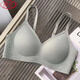 Ropa interior sin trazada versátil de Langsha para mujeres con senos pequeños reunidos y senos montado en la parte superior sin anillos de acero sujetador de belleza montado en el lateral contra una sola pieza verde hundida M (70C/75ABC)