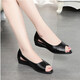 Zulijian Master beef tendon sole for women, soft leather flat sole comfortable fish mouth shoes, versatile hollow mother shoes, wedge-worn women's sandals fashion sandals Wenzhou Huidong not tired feet, hole shoes outside - black 35 sandals for women 2025 new style
