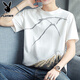 Playboy (PLAYBOY) pure cotton short-sleeved T-shirt for men 2025 new half-sleeved T-shirt loose trendy summer men's top Z829 gray 2XL [Suggested 143-158Jin [Jin equals 0.5 kg]]