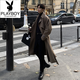 Playboy (PLAYBOY) British style windbreaker drapey mid-length coat men's spring and autumn thin coffee color Crusu coat coffee color S