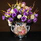 Bouquet de flores simulada en Rong Hongfa Mesa de comedor adornos de la sala del dormitorio Decoración del hogar Plantas de flores falsas Rose rojo + jarrón europeo de doble oreja