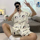 Mu Fengqing pajamas men's summer short-sleeved cartoon teenager junior high school student cardigan home clothes plus fat plus size men's pajamas 6624 short-sleeved suit M standard (high 165100Jin [Jin equals 0.5 kg])