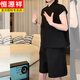 Hengyuanxiang 2025 super hot summer outfit is generous and decent. A whole set of old money style wears black short-sleeved shirts and shorts for women. Black shirt [This year's popular tops are fashionable and unique. M