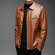 Playboy (PLAYBOY) Haining leather jacket for men with autumn and winter plus velvet warm jacket slim short leather breathable daddy installs motorcycle versatile jacket black thin L 175