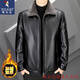 Woodpecker (Tucano) 2025 Lederjacke Herren- und Winterleder-Lederjacke kurzer Stil mittlerer und älterer Winter sowie Velvet Dicked Vaters Winterkleidung Schwarz unterliegt dem tatsächlichen Artikel, den 2xl 185/100a empfohlen hat 140-155jin [Jin gleich 0,5 kg]