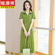 Hengyuanxiang Polo neck dress pure cotton women's summer lapel mid-length loose casual large size slim fashionable T-shirt skirt pink 9859 S 90-100Jin [Jin equals 0.5 kg]
