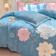Mercury series home textiles 2025 new solid color embroidered floral milk velvet four-piece set for winter warmth plus velvet double-sided thickening Daisy-baby blue bed sheet style 1.5m four-piece set
