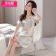 Fenshiman nightgown for women in summer ice silk short-sleeved long pajamas 2025 new summer imitation silk pregnant mother dress 9928 M