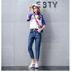 Clover zerrissen Jeans für die Kumpelhose für Frauen 2025 Frühlings- und Sommer -neue koreanische Stil -Elastik -Taille Harem Hose Slim Small Feet Hosen für Frauen 9901 Hellblau 29 Größen [110 bis 120 in der Nähe]