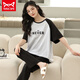 Catman miiow pyjamas pour femmes en été en été pur coton pantalon à manches courtes lâches à porter pour le printemps et l'automne des vêtements pour la maison (pantalon à manches courtes) yzt-9716 m adapté à (80-100jin [Jin est égal à 0,5 kg]) usure