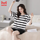 Catman (MIIOW) 2025 PAJAMAS POUR FEMMES EN SUMBRE CORTON PURS POUR STRIPES SUMBRES STYLE MINÉE POUR LES VOITS ESTES ENSEMBLE YZT9885 M RECOMMANDÉS 80-100JIN [Jin est égal à 0,5 kg]