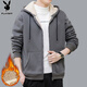 Playboy (PLAYBOY) jacket men's sherpa autumn and winter men's jacket sweatshirt casual plus velvet thickened trendy clothes