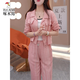 Woodpecker Korean casual suit for women's summer new slimming sun protection jacket wide-leg trousers pink [two-piece set] S [recommended 80-100Jin [Jin equals 0.5 kg]]