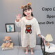 Girls autumn and winter flannel nightgown baby girl home clothes cute children girls coral velvet pajamas thickened sleeping bag off-white high density jacquard bear nightgown 90