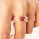 Chili 2025 Fashionable Aurora Freshwater Pearl Ring Tanzanite Ruby 18k Gold Small Gold Ball Gift Ring Size 11 A Set of Two Stacked 3-3.5mm