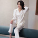 Montagut Pyjamas für Frauen Frühling und Herbst lange Ärmel Ice Silk Sense Mode Internet Celebrity Home Clothes Ins Stil Französischer Sommer Dünn XE Doppelte Länge 6623# Pearl White M.