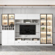 Yilangde JiangyUyuyuan Gabinete de televisión Gabinete de pared Gabinete integrado de almacenamiento de madera sólida Customización del gabinete de almacenamiento [Jianyuyuan] 14380*210*35cm