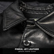 PJL new men's cowhide retro casual mid-length classic lapel cowhide brakeman black M (130Jin Jin is equal to less than 0.5kg)