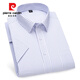 Pierre Cardin Shirt Herren High-End Pure Cotton Kurzärmelig-Sommer-Shirt Casual Business Nicht scENENDE Anti-Falten-Falten-Feste Farbe cool und komfortabler DX6626 38
