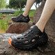 
An Shangfen hole shoes men's summer wear odor-proof and non-slip outdoor driving fishing and hiking beach sandals sports slippers men's black 43 positive size (inner length 265mm)