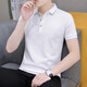 L Lilang's Summer Collar Polo Men's Men's Short à manchette à manches couleurs solides Paul Paul à moitié à manches Top Noir Qy686 M 100-120JIN [Jin est égal à 0,5 kg]