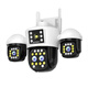 Nighthawk Vision à 360 degrés moniteur sans fil pour le téléphone sans fil Remote 4G Zoom extérieur Quad Lens à trois rotations extérieures extérieures avec vision nocturne CAME CAME CAMIS INDÉPENDANT ROTATION Quad + 10x Zoom + Power Outage Survering [Version WiFi]