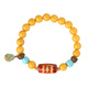Potala Palace Beeswax Red Flesh Dzi Bead Bracelet Green Pine Agarwood 925 Silver Yellow Wealth Amber Bracelet for Men and Women as a Gift for Boyfriend Beeswax Red Flesh Agate Bead Bracelet