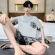 Mu fengqing sommer sommer herren pyjamas cotton plus fat plus size Herren Sommerhauskleidung Kurzärmelige Sommer Jugend koreanische Stil Dünne halbärmelige 9928 [H-Serie für Männer mit kurzer Ärmeln] 2xl [140-160jin [Jin gleich 0,5 kg]]