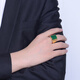 Tico fortune pure gold 999 gold ring men's 3D hard gold inlaid chrysoprase living ring birthday gift