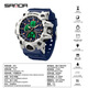 Sanda brand 6198 watch sports men and women students multifunctional waterproof luminous fashion electronic watch quartz watch watch black [gift box battery warranty card] 55mm