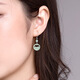 Vzzs Natural A-Grade Jade Blue Water Arendillas de loto de loto Jade S925 Pendientes de estilo antiguo de plata Jade Agua Azul de loto D691