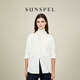 SUNSPELSUNSPEL Women's Spring Classic Cotton Twill Long-Sleeved White Shirt White S