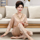 Yuyin Mom Pajamas Nuevo seda de primavera y verano de primavera y verano de la manga larga de la manga larga de mediana edad y ancianos