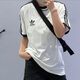 Adidas (adidas) 3-Blatt kurzärmelige Herrenkleidung 2025 Neues pures Baumwoll-Sportbekleid lose lässige T-Shirt für Frauen IA4877/Klassische Schwarz/Langhülse/reines Baumwoll/Paar 11 180/100/L