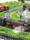 Children's Electric Train Hochgeschwindigkeitsschiene Simulation Dampfstrecke Retro Grüne Licht Emu Model Toy Boy Dampfzug 01 vorne + Kohlewagen + Leichte Auto Fernbedienung Elektrische Lithiumbatterieversion Version