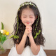 Jieyi Mint Diffuse Green Children's Braided Hairband Sweet Hairband Little Princess Festival Performance Headband Streamer Birthday Wreath Wizard of Oz Pearl Hairband 1 Pack