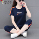 
Woodpecker Summer Sports Set Women's Short Sleeve 7-Cut Pants Casual Clothes Middle-aged Mom's Apparel Age Reducing Two-Piece Set Khaki XL
