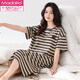 Camisón modal con almohadilla para el pecho para mujeres 2025 Nuevo algodón puro de verano Pajamas de pijama de longitud media de manga corta de manga corta con almohadilla de cofre 14108 M 160 Peso recomendado 80-100 Jin [Jin es igual a 0,5 kg]