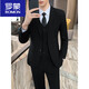 ROMON Suit Men's Korean Style Casual Business Formal Jacket Slim Fit Groomsman Groom Wedding Dress No-Iron Suit Two-Button Black Single-piece Suit Jacket XS (70~85Jin Jin is equal to 0.5kg)