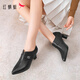 Red Dragonfly Shoes Women's Autumn Sheepskin Pointed Toe Temperament High Heels Commuting Ankle Boots Leather Shoes WFB35009 Black 37