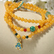 Dara (dara) old beeswax round bead long necklace Wenwan Duobao bracelet a multi-wear men's and women's Chinese Valentine's Day gift