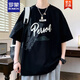 罗蒙（ROMON）2025新款青少年短袖t恤男夏季高初中学生帅气大童夏装上衣服 693黑色 2XL 约145-165斤可穿