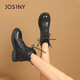 Zhuoshini Martin boots for women winter all-match college style flat mid-heel lace-up short casual boots black 36