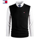 TOME BORNEKTomm Tommy men's wool vest autumn and winter round V-neck vest sweater thickened warm sweater vest navy blue V-neck L 175